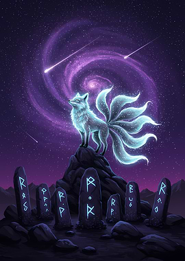 Nine-tailed Fox with Runestones