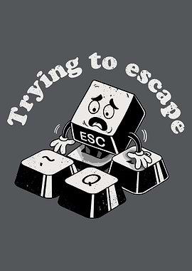 Escape Key Cartoon Character Illustration