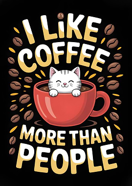 Cat in Coffee Cup Illustration