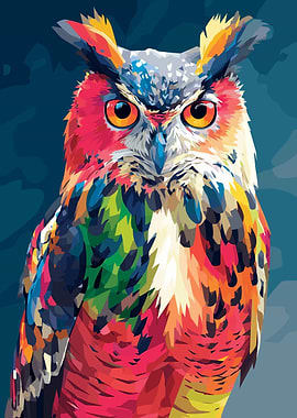 Colorful Owl Portrait