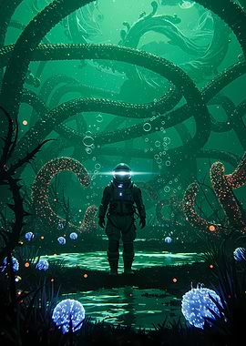 Astronaut Underwater Landscape