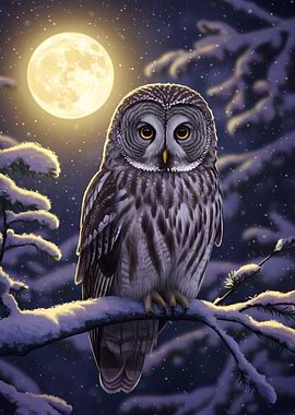 Winter Vigil Under the Golden Moon