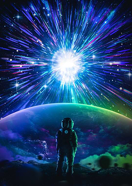 Astronaut Stargazing at Cosmic Event