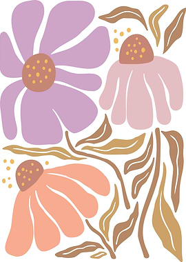 Abstract Floral Art with Pastel Colors