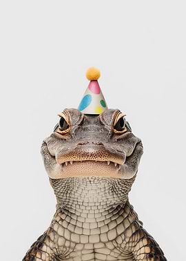 Alligator with Party Hat