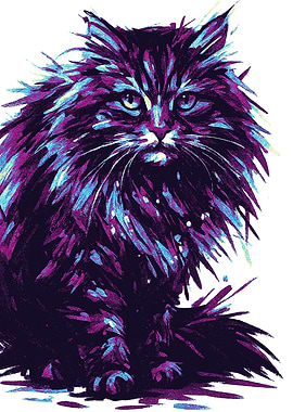 Colorful Fluffy Cat Portrait