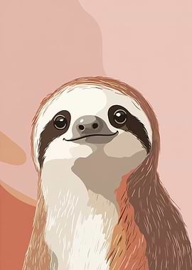 Cute Sloth Portrait Illustration