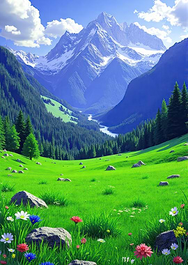 Lush Mountain Valley Landscape