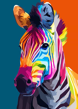 Colorful Zebra Portrait