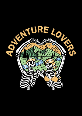 Adventure Lovers Skeleton Couple Illustration