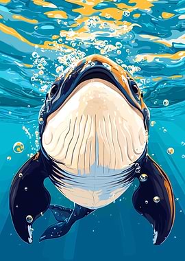 Whale underwater illustration