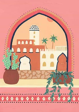 Moroccan Cityscape with Plants