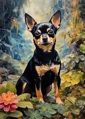 Chihuahua Portrait in Floral Setting