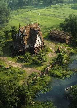 Rural Farmhouse by the River