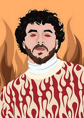 Jack Harlow Portrait with Flame Shirt