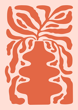 Abstract Plant in Vase Art Print