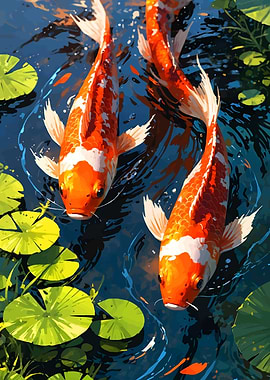 Koi Fish Pond Art
