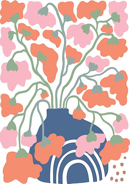 Floral Still Life with Blue Vase