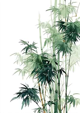 Watercolor Bamboo Forest