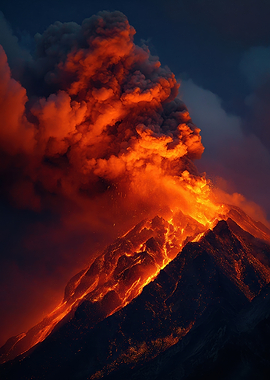 Volcanic Eruption with Lava Flow