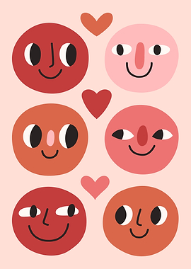 Abstract Faces with Hearts