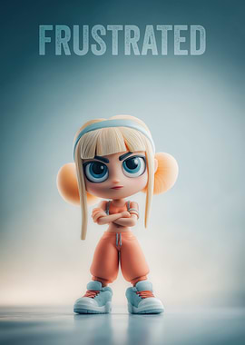 Frustrated Cartoon Girl with Arms Crossed