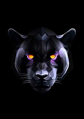 Geometric Panther with Glowing Eyes