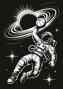 Astronaut Slam Dunk in Space