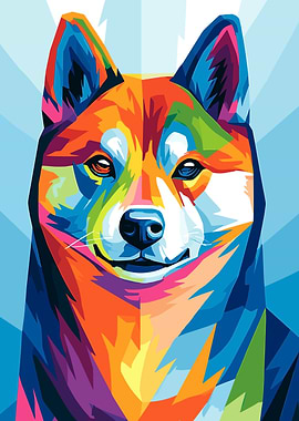 Colorful Shiba Inu Pop Art Portrait