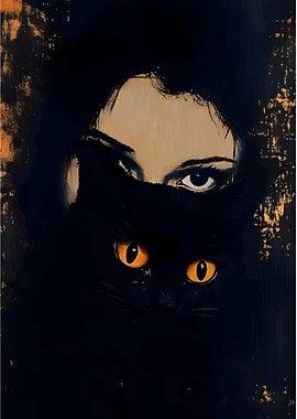 Woman and Black Cat Portrait
