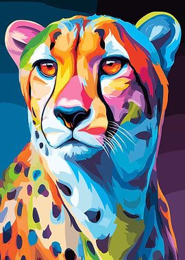 Colorful Cheetah Portrait