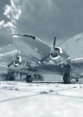 DC3 Vintage Airplane on Tarmac
