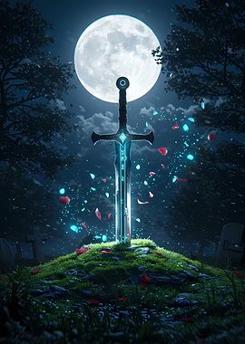 Sword in the moonlight