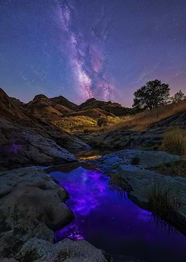 Milky Way Reflection in Mountain Pool