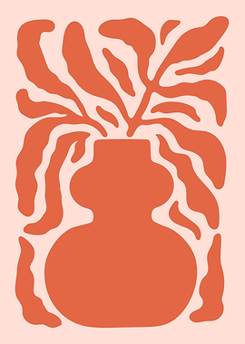 Abstract Vase with Leaves Illustration