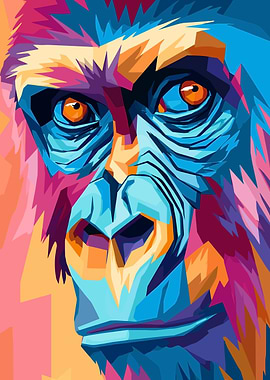 Colorful Gorilla Portrait