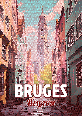 Bruges Belgium Mosaic Art Metal Print