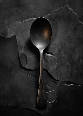 Silver Spoon on Dark Stone