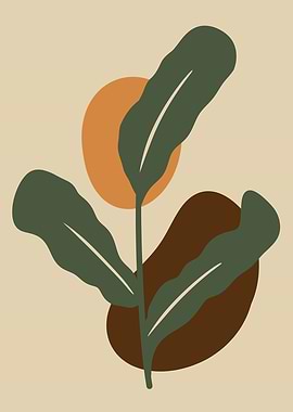 Abstract Plant Art with Geometric Shapes