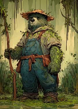 Anthropomorphic Bear in Overalls