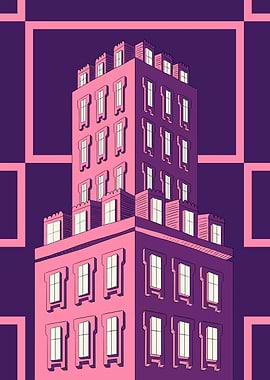 Pink Building Illustration