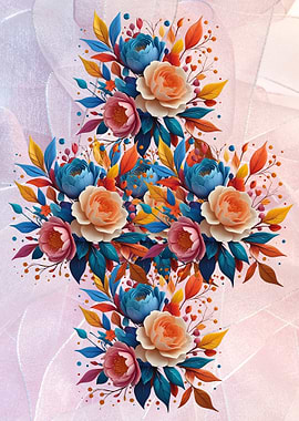 Floral Cross on Textured Background