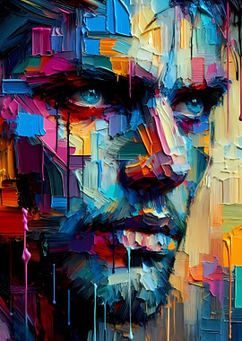 Abstract Portrait with Vibrant Colors
