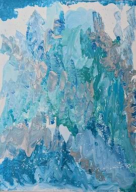 Abstract Blue and Silver Painting