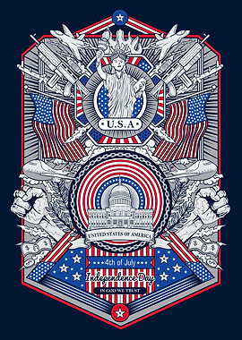 Patriotic USA Independence Day Graphic