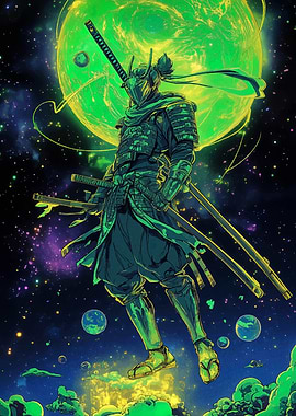 Samurai in Space with Green Planet