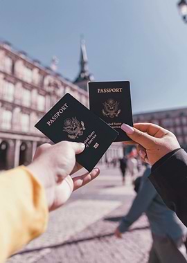 Two US Passports in Plaza Mayor