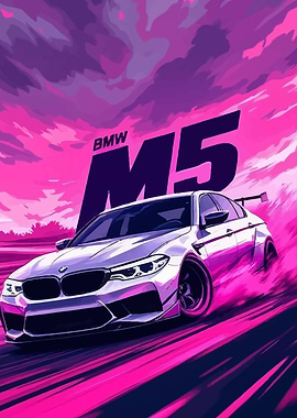 BMW M5 Pink and Purple Art