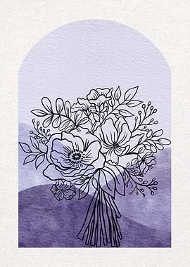 Floral Bouquet with Watercolor Background