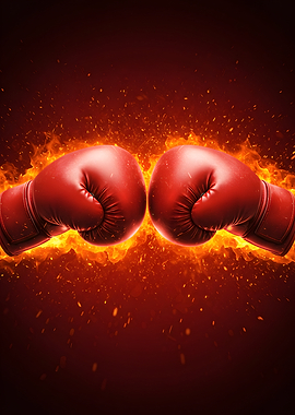 Fiery Boxing Gloves Clash
